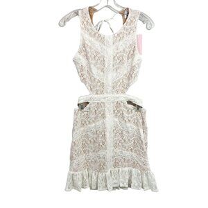 NEW Hello Molly Beautiful Minds White Lace Mini Dress Open Back - Size US 6